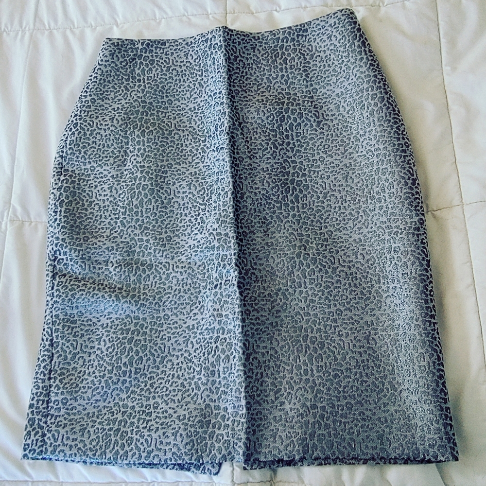 NWT Ann Taylor pewter metallic animal print pencil skirt size 10